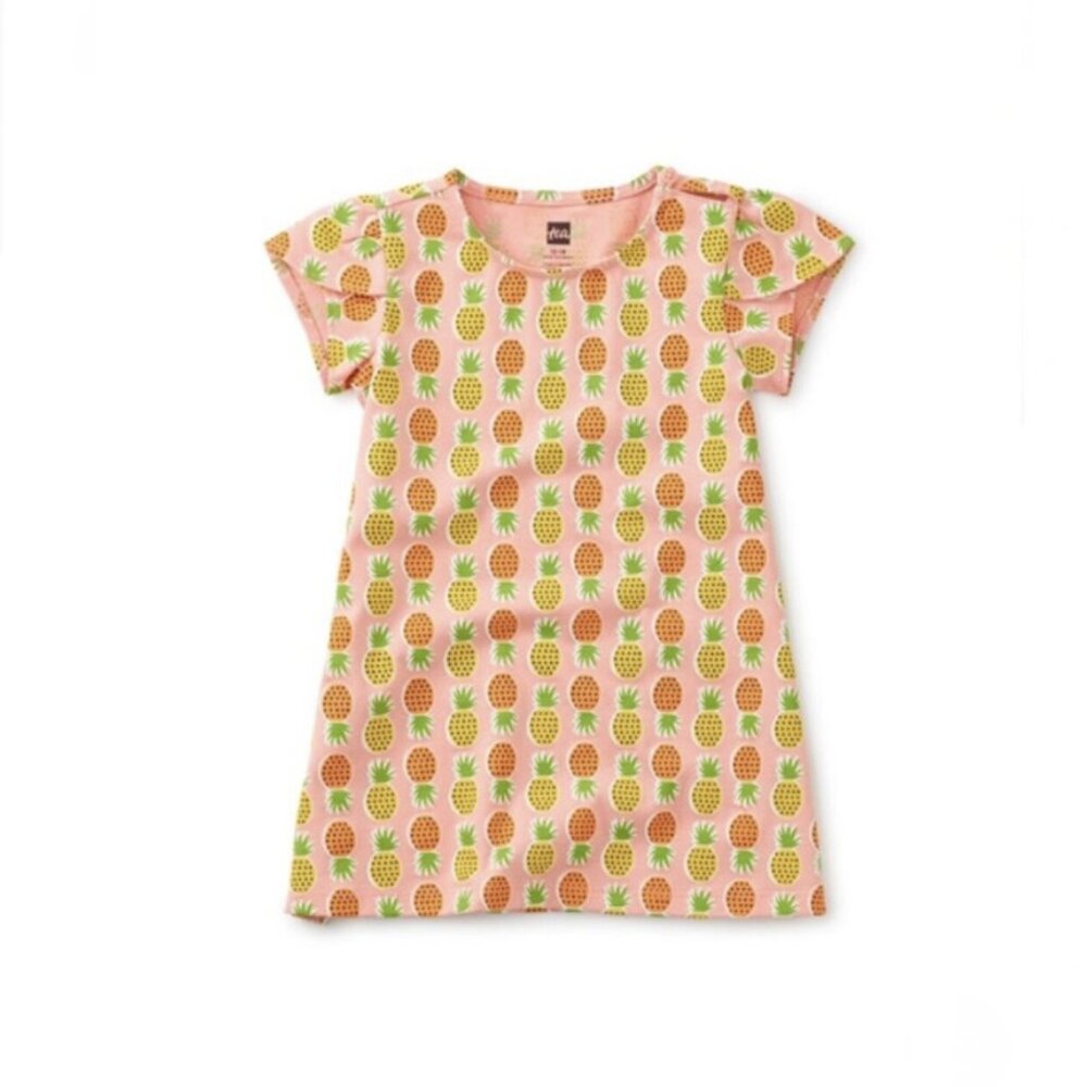 NWT Tea Collection Petal Sleeve Dress Pineapple Size 18-24 Months